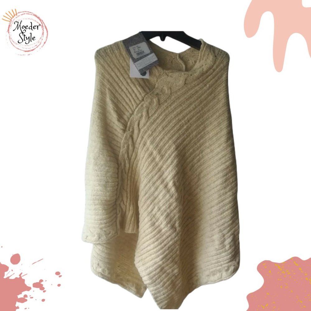 IrelandsEye Patchwork Poncho Oatmeal Marl L/XL